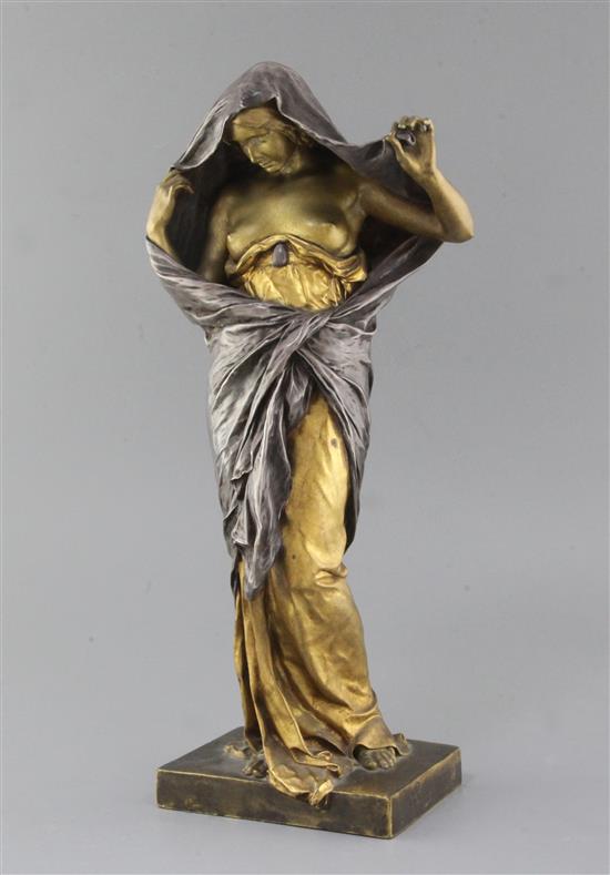Louis Ernest Barias (1841-1905) A silvered and gilt bronze figure of La Nature se dévoilant devant la Science 16.5in.